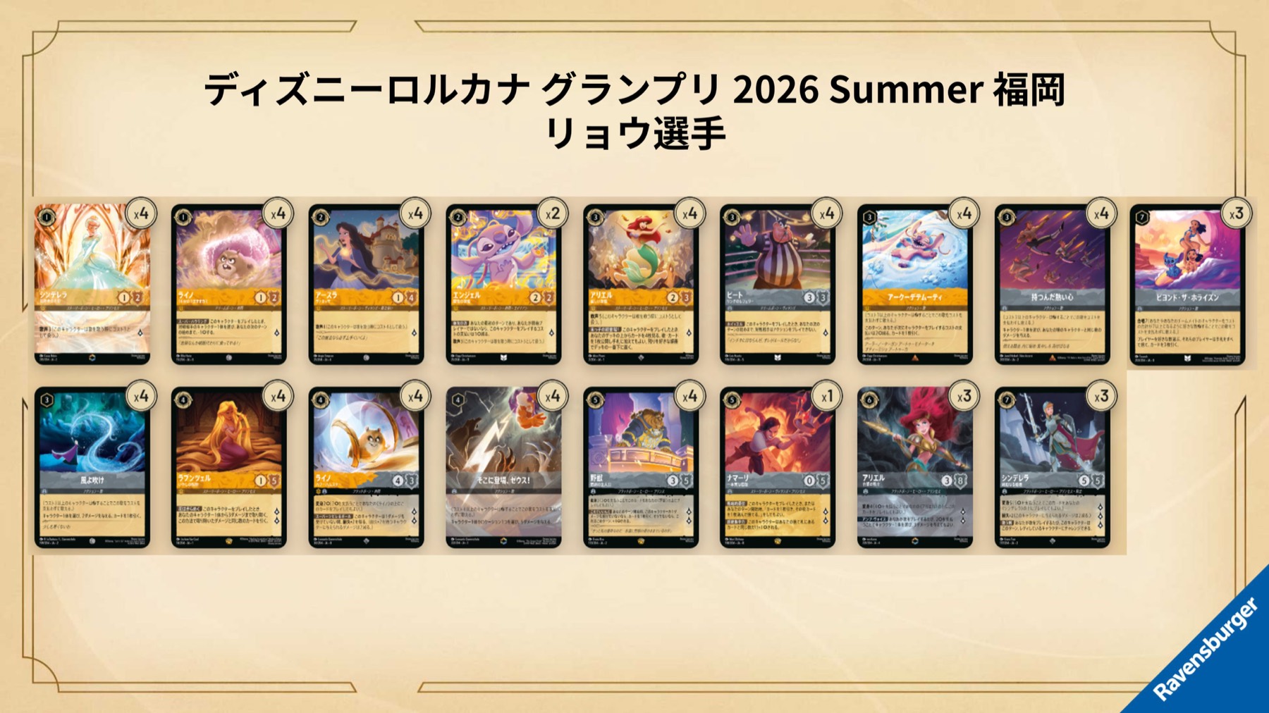 Full 60-card decklist for Ryo's top-8 Steelsong deck at Grand Prix Fukuoka 2026
